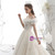 Adorable Light Champagne Tulle Off the Shoulder Appliques Wedding Dress