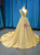 Ball Gown Gold Sequins V-neck Appliques Prom Dress With Train