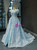 Sky Blue Lace Backless Bateau Haute Couture Quinceanera Prom Dress