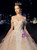 Champagne Sequins Tulle Off the Shoulder Appliques Wedding Dress