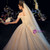 Champagne Tulle Lace Off the Shoulder Corset Wedding Dress With Pearls