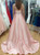 Pink Sweetheart Sweep Train Pleated Prom Dress with Pocket