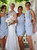 Sky Blue One Shoulder Sleeveless Short Chiffon Bridesmaid Dresses