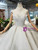 Silver Gray Sequins High Neck Open Back Wedding Dress With Pearls