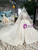 Champagne Tulle Appliques High Neck Long Sleeve Beading Wedding Dress