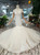 Champagne Mermaid Tulle Cap Sleeve Backless Wedding Dress With Beading