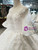 White Ball Gown Lace Tulle Puff Sleeve V-neck Appliques Wedding Dress