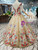 Gold Ball Gown Sequins Puff Sleeve Bateau Embroidery Wedding Dress With Beading