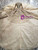 Champagne Gold Ball Gown Tulle Cap Sleeve Backless Wedding Dress With Beading