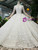 White Ball Gown Lace High Neck Long Sleeve Appliques Beading Wedding Dress