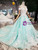 Green Tulle Appliques Off the Shoulder Beading Wedding Dress
