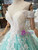 Green Tulle Appliques Off the Shoulder Beading Wedding Dress