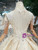 Champagne Ball Gown Tulle Appliques Cap Sleeve High Neck Backless Wedding Dress