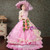 Pink Ball Gown Tulle Satin Hand Flower Vintage Gown Dress Theatre Clothing