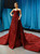 Burgundy Sequins Sweetheart Pleats Prom Dress With Long Train