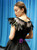 Black Ball Gown Sequins Beading Bateau Prom Dress With Feather