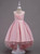 In Stock:Ship in 48 Hours Pink Hi Lo Satin Appliques Girl Dress