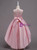 In Stock:Ship in 48 Hours Pink Hi Lo Satin Appliques Girl Dress