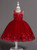 In Stock:Ship in 48 Hours Red Tulle Appliques Short Flower Girl Dress