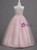 In Stock:Ship in 48 Hours Pink Tulle Appliques Long Flower Girl Dress