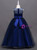 In Stock:Ship in 48 Hours Navy Blue Tulle Appliques Flower Girl Dress With Bow