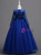 In Stock:Ship in 48 Hours Blue Tulle Appliques Long Sleeve Girl Dress