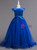 In Stock:Ship in 48 Hours Blue Tulle Appliques Scoop Neck Flower Girl Dress