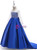 In Stock:Ship in 48 Hours Royal Blue Satin Long Sleeve Flower Girl Dress