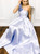 A-Line Blue Satin One Shoulder Flower Long Prom Dress