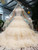 Champagne Ball Gown Lace Tulle Appliques High Neck Wedding Dress With Beading