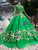 Green Tulle Appliques High Neck Long Sleeve Beading Color Dress