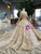 Champagne Gold Sequins V-neck Appliques Beading Wedding Dress