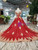 Red Sequins Off the Shoulder Appliques Beading Wedding Dress