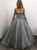 Gray Ball Gown Tulle Off the Shoulder Beading Prom Dress