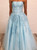 A Line Strapless Light Blue Long Prom Dress With Appliques
