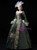 Dark Green Satin Appliques Square Drama Show Vintage Gown Dress