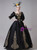 Black Satin Square Half Sleeve Costumes Retro Vintage Gown