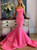 Simple Pink Mermaid Satin Strapless Prom Dress Formal Dress