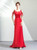 In Stock:Ship in 48 Hours Red Mermaid Satin Bateau Backless Prom Dress