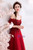 In Stock:Ship in 48 Hours A-Line Red Tulle Appliques Off the Shoulder Prom Dress