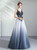 In Stock:Ship in 48 Hours Blue Tulle Bateau Appliques Prom Dress