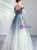 In Stock:Ship in 48 Hours Blue Tulle Appliques Puff Sleeve Prom Dress