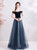 In Stock:Ship in 48 Hours Dark Blue Tulle Off the Shoulder Prom Dress