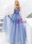 In Stock:Ship in 48 Hours Blue Tulle Straps Pleats Prom Dress