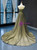 A-Line Gold Tulle Sweetheart Pleats Prom Dress With Pearls
