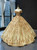 Gold Ball Gown Sequins Off the Shoulder Farmal Quinceanera Dresses