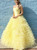 Yellow Strapless Tiered Floor Length Ball Gown Long Prom Dresses,