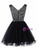 Black V-neck Tulle Beading Crystal Short Homecoming Dress