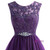 A-Line Purple Tulle Lace Appliques Beading Homecoming Dress