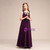 A-Line Purple Chiffon Pleats Long Flower Girl Dresses